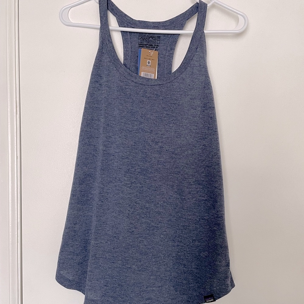 Patagonia Women's Large Capilene Cool Trail Tank Top Classic Navy Grey